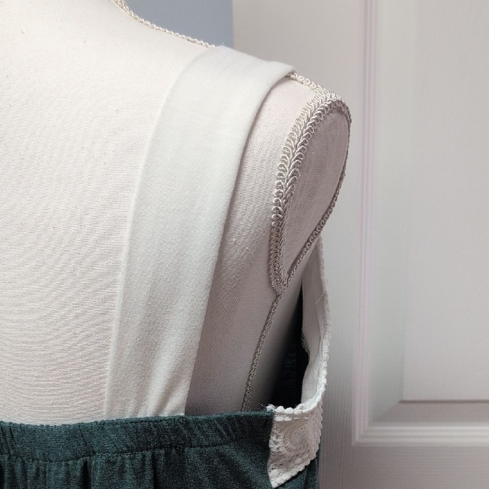 Heathered Green White Crochet Trim Wide Strap Elastic Fit Back Top Size XXL - Picture 3 of 6